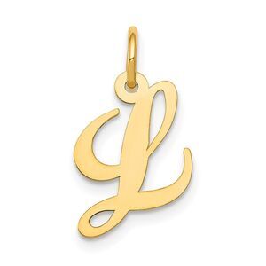 14k Yellow Gold, Ella Collection, Small Fancy Script Initial L Pendant